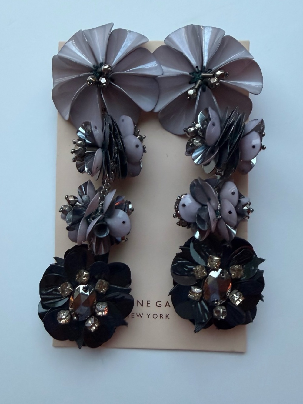 MIGNONNE GAVIGAN Purple Flower Drop Earrings